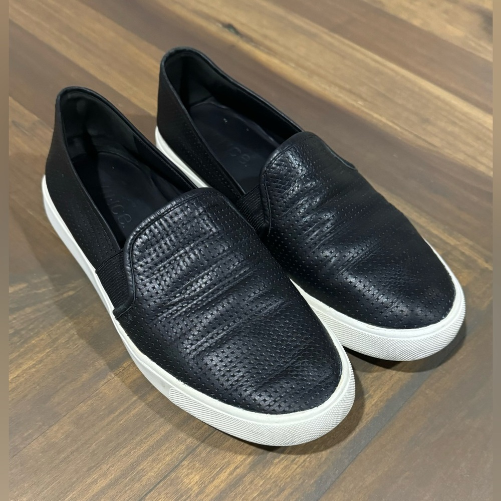 Vince Shoes Women's Size 7M Blair Slip On Perforated Loafers Black Leather
